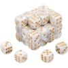 QUARKZMAN 48Pcs Dadi Standard Colorati A 6 Facce, Set Di Dadi D6 In Acrilico Mini Poliedrici Con Motivo A Perle 16mm Per Giochi Da Tavolo, Bianco/Punti Dorati