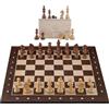 Engelhart - 170496 - Grande set scacchi di lusso marrone da 50 cm con coordinate - Scacchiera intarsiata in acero e cassia - Pezzi scolpiti e zavorrati - Dai 6 anni