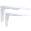 BOODPET Set di staffe per mensole resistenti — 2 staffe angolari in ferro con fissaggi — Supporti da parete in metallo per cucine, locali tecnici, scaffalature e librerie (Bianco, confezione da due, 35,6 cm)