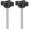 QUARKZMAN 2pz Manopole Stella Bloccaggio M6 x 60mm Filettatura Maschio Metrica 32mm Manopola Perno Filettato Testa Plastica 4 Punte Manopola per Serraggio Vite Testa Zigrinata Maniglia, Nero