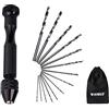 WOMGF - Mini trapano a mano di precisione, mini trapano a mano, modello in alluminio, mandrino senza chiave, 14 punte per fresa Twist, 0,5 - 3,0 mm, per bricolage, perforazione con sacchetto