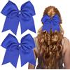 RGEVGER 2 fiocchi per capelli blu, fiocco per capelli blu reale, grandi fermagli per capelli, 15,2 cm, in grosgrain a girandola per coda di cavallo, forcina per capelli da cheerleader, per donne e ragazze