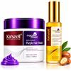 Karseell MACA CARE SYSTEM Set Maschera Capelli Viola Antigiallo 100ml + Siero Olio di Argan Karité 50ml Idratante Riparatore Anticrespo Professionale Capelli Biondi Grigi Decolorati Formato Viaggio