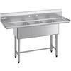 VEVOR Lavello a 3 Scomparti Rettangolare in Acciaio Inox 304 Lavello Autoportante a 3 Vasche Multiuso con 2 Scolapiatti e Paraschizzi Dimensioni Vasca 356 x 400 x 279 mm, per Ristorante Garage Cucina