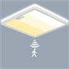 LEZOE Plafoniera LED con sensore di movimento, lampada da soffitto con sensore PIR da 24W 2650LM 3000K/4000K/6500K per bagno, garage, scale, cantina, corridoio, balcone 30x30x2,5cm