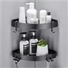 GERUIKE Mensola Doccia Angolare Senza Foratura Adesiva Mensole Bagno a Parete Organizer Bagno Portaoggetti Doccia Nero Opaco in Alluminio 2 Pezzi Porta Shampoo Bagnoschiuma da Doccia