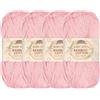 BambooMN JubileeYarn Baby Gomitolo da 50 g di filo morbido in bambù e cotone, rosa primula, 4 matasse
