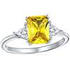 Bling Jewelry Anello di fidanzamento con tre pietre passato presente futuro 3CT CZ giallo canarino AAA zircone cubico rettangolare solitario taglio smeraldo con accenti laterali taglio trillion in argento sterling