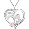 YL Collana di Cavallo in Argento 925 con Ottobre Pietra Portafortuna Zirconia Cubica Rosa Gioielli Cuore Ciondolo a Forma di Cavallo per Donna Fidanzata