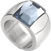 PAMTIER Anello con Gemma Multicolore Largo 10mm per Donne Anello a Fascia in Acciaio Inossidabile con Pietra Esagerata Placcato Argento Grigio Blu Misura 22