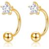 Reffeer Orecchini a cerchio aperti in argento Sterling 925 massiccio a forma di stella, per donne e adolescenti, con zirconia cubica, 0.5 inch, Argento sterling, Zirconia cubica