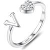 JeweBella Anelli Donna Argento 925 con Iniziale A-Z Anello Cuore Regolabili Anello di Promessa Anello Fidanzamento FEDI Nuziali Anelli Mignolo Anelli Pollice Donna Ragazza Gioielli con Scatola Regalo