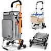 VOUNOT® Carrello Spesa Pieghevole in Alluminio, Carrello Portaspesa 6 Ruote con Borsa Termico e Ganci, 60 L, Grigio