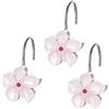 Creative Scents Set di 12 ganci bianchi per tenda da doccia con fiori bianchi e rosa, anelli decorativi per tenda da doccia, ganci per tenda da doccia a forma di fiore, per tenda da doccia (Vanda)