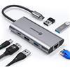 UtechSmart 6 in 1 Hub USB C, 4K HDMI Adattatore USB C con 1000M Ethernet, Power Delivery, 3 Porte USB 3.0 compatibili con MacBook Air, Chromecast e dispositivi USB-C