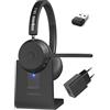 GEQUDIO GB-2 Cuffie con Microfono Bluetooth | Cuffie Senza Fili | Cancellazione del Rumore Passiva | Collegamento di 2 Dispositivi Contemporaneamente (Telefono, PC, Laptop) | Wireless (con Stazione di
