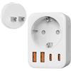 Denlane Adapter Japan, adattatore 5 in 1 per Giappone con 1 AC & 2 USB-C & 2 USB-A (17W), 2-Polig Typ A Stecker per USA, Canada, Cina, Giappone, Tailandia, Messico, Filippine - Reisestecker Typ A