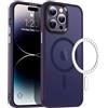 miyonsin Magnetica Cover per iPhone 14 Custodia,Traslucida Texture Opaca, Flessibile e Anti-Impronta,Retro Resistente ai Graffi, TPU Bumper Antiurto Sottile Protettiva Case, Viola Scuro