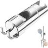 Omnikryp Supporto Soffione Doccia, Supporto Doccia Regolabile con Ganci per Asta Docce da 16-27 mm, ABS Cromo Accessori Bagno, Argento