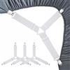 RayTour Set di 4 Chiusure per Lenzuola, Bretelle Regolabili per Materasso, coprimaterasso, Supporto per Angolo Letto e custodi e Clip per Lenzuola, Triangolo, Colore: Bianco