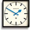 Newgate® Number Five Orologio a parete | Orologio moderno della stazione ispirato al retro quadrato | 40cm | Nero con mani blu | Stile di metà secolo per cucina, soggiorno o ufficio