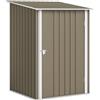Outsunny Casetta da Giardino Porta Attrezzi in Acciaio Galvanizzato con Porta, 100x104x160 cm, Marrone e Bianco | Aosom Italy