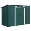 Outsunny Casetta da Giardino con Porte Scorrevoli Doppie e 2 Prese d'Aria, Capanno Attrezzi in Acciaio 272 x 134 cm, Verde | Aosom Italy