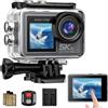 Ruycllo Action Cam 5K/4K 50MP Fotocamera Subacquea, Dual Screen Videocamera con Stabilizzatore EIS, WiFi, 2 Batterie, Grandangolo 170° per Immersioni, Vlog, Telecamera Moto-Senza Scheda di Memoria