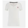 Guess Ss Vn Mini Triangle Tee T-Shirt M/M Scollo V Logo Pic Bian Donna