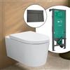 hansgrohe LivaFine WC sospeso con AquaFall Flush, SET completo con elemento incasso iFrame e placca di azionamento Element E, 61187450+66003340#SET, LivaFine bianco [WC > WC con Elementi Incasso]