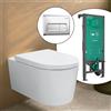 hansgrohe LivaFine WC sospeso con AquaFall Flush, SET completo con elemento incasso iFrame e placca di azionamento Original Q, 61187450+66001000#SET, LivaFine bianco [WC > WC con Elementi Incasso]