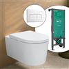 hansgrohe LivaFine WC sospeso con AquaFall Flush, SET completo con elemento incasso iFrame e placca di azionamento Original Q, 61187450+66001700#SET, LivaFine bianco [WC > WC con Elementi Incasso]