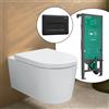hansgrohe LivaFine WC sospeso con AquaFall Flush, SET completo con elemento incasso iFrame e placca di azionamento Original Q, 61187450+66001670#SET, LivaFine bianco [WC > WC con Elementi Incasso]