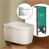 hansgrohe LivaFine smart WC sospeso con AquaHelix Flush, SET completo con elemento incasso iFrame e placca di azionamento Element E, 63024450+66003000#SET, LivaFine bianco [WC > Smart WC con Elementi Incasso]