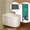hansgrohe LivaFine smart WC sospeso con AquaHelix Flush, SET completo con elemento incasso iFrame e placca di azionamento Element E, 63024450+66003340#SET, LivaFine bianco [WC > Smart WC con Elementi Incasso]