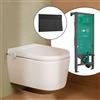 hansgrohe LivaFine smart WC sospeso con AquaHelix Flush, SET completo con elemento incasso iFrame e placca di azionamento Element E, 63024450+66003670#SET, LivaFine bianco [WC > Smart WC con Elementi Incasso]
