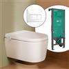 hansgrohe LivaFine smart WC sospeso con AquaHelix Flush, SET completo con elemento incasso iFrame e placca di azionamento Original Q, 63024450+66001450#SET, LivaFine bianco [WC > Smart WC con Elementi Incasso]