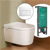 hansgrohe LivaFine smart WC sospeso con AquaHelix Flush, SET completo con elemento incasso iFrame e placca di azionamento Original Q, 63024450+66001700#SET, LivaFine bianco [WC > Smart WC con Elementi Incasso]