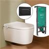 hansgrohe LivaFine smart WC sospeso con AquaHelix Flush, SET completo con elemento incasso iFrame e placca di azionamento Original S, 63024450+66002670#SET, LivaFine bianco [WC > Smart WC con Elementi Incasso]
