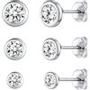 ChicSilver Orecchini Donna Argento 925, 3/4/5mm Set Orecchini Punto Luce Argento Donna a Lobo con Diamante Piccoli Brillanti per Anniversario Compleanno Natale