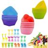 DQZSY 24 stampi in silicone riutilizzabili, 20 pezzi Bento Decorations, muffin cupcake in silicone, ecologici in silicone