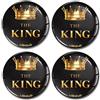 SkinoEu Skino 4 x 60mm Adesivi Resinati 3D Gel Stickers Auto Coprimozzo Universale Logo Silicone Autoadesivo Stemma Adesivo Copricerchi Tappi Ruote The King A 4860