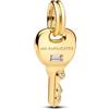 PANDORA Moments 764347C01 - Ciondolo con chiave in lega di metallo placcato oro 14 carati e zirconi, compatibile con ME e Moments
