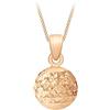 CARISSIMA Pendente da Donna in Oro Bianco 9 ct con Pendente a Sfera Diamantata da 8 mm su Collana a Maglia Curb di Lunghezza 46 cm