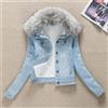 Giacca In Denim Fleece Con Fodera In Sherpa E Collo In Pelliccia Finta Slim Fit