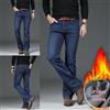 Pantaloni In Denim Stretch Foderati In Pile Uomo Jeans Bootcut Termici Invernali