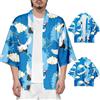 Uomo Giapponese Kimono Robe Cardigan Camicia Yukata Haori Happi Giacca Cosplay