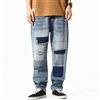 Pantaloni In Denim Patchwork Distressed A Gamba Dritta
