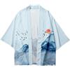 Camicetta Kimono Yukata Etnica Da Uomo Haori Happi Cappotto Manica 3/4
