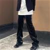Pantaloni In Pelle PU Finta Lucidi Wet Look Da Uomo Casual Con Gamba Dritta